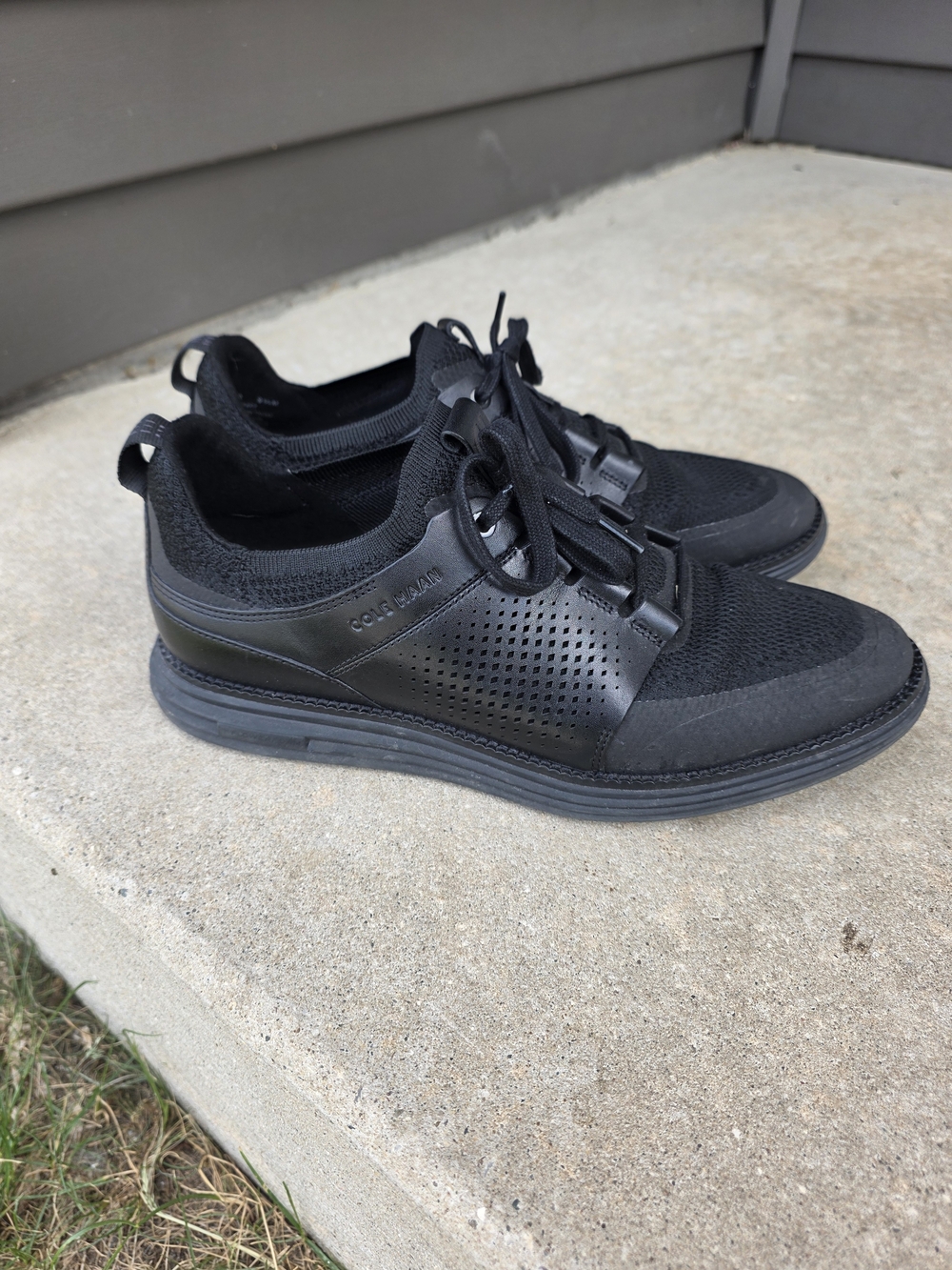 Cole Haan Black Perforated Lace-Up Sneakers